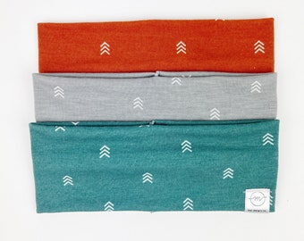 Clay, Gray, Teal Arrow Headbands : soft, every-day wear headband