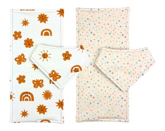 Abstract Bib and Burp Cloth Sets