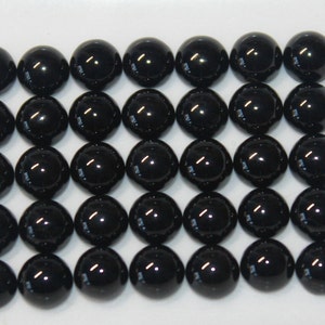 Black Onyx 3mm, 4mm, 5mm, 6mm, 7mm, 8mm, 10mm, 12mm & 14mm Round Cabochon Loose Gemstones 6mm