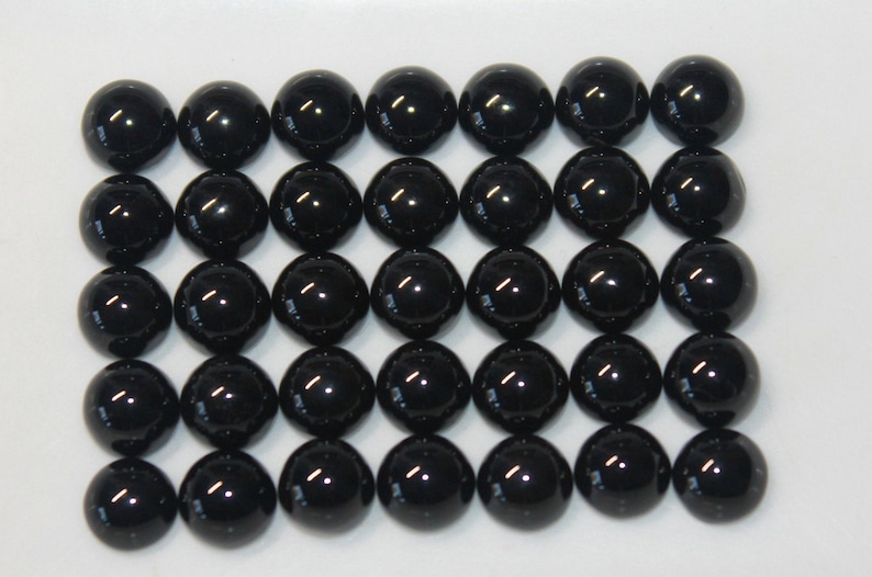 Black Onyx 3mm, 4mm, 5mm, 6mm, 7mm, 8mm, 10mm, 12mm & 14mm Round Cabochon Loose Gemstones 6mm