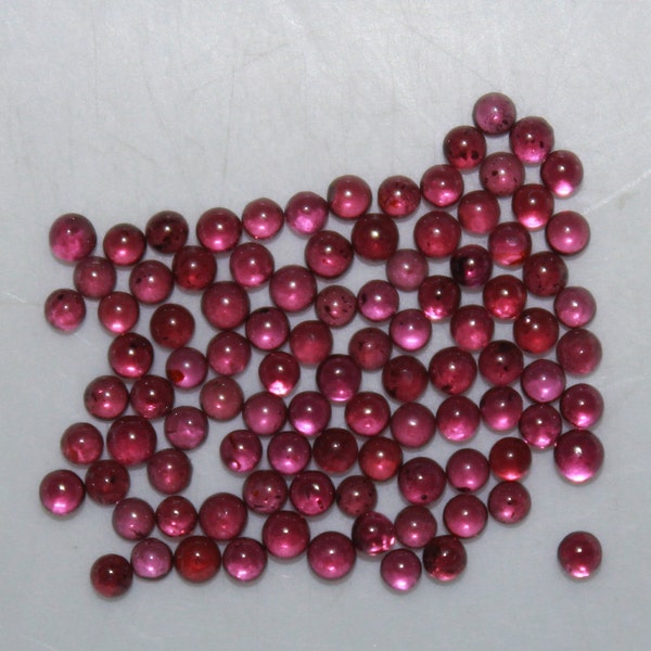 Rhodolite Garnet 2mm to 6mm Cabochon Round Loose Gemstones