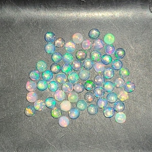 Ethiopian Opal 2mm, 3mm, 4mm, 5mm, 6mm & 7mm Flat Back Round Cabochon Loose Gemstones