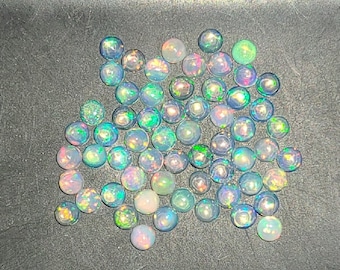 Ethiopian Opal 2mm, 3mm, 4mm, 5mm, 6mm & 7mm Flat Back Round Cabochon Loose Gemstones