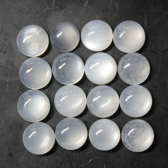 Natural White Moonstone Round (Flat Back) Cabochon 4mm, 5mm, 6mm, 8mm, 10mm Loose Gemstone(s)