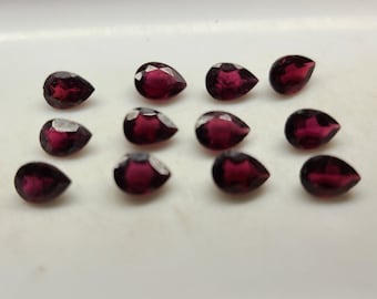 Granate rojo (almandino) facetado en forma de pera, piedras preciosas sueltas de 6 x 4 mm, 7 x 5 mm y 8 x 6 mm