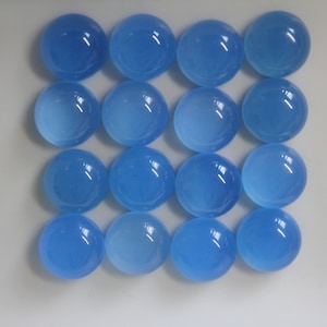 Blue Chalcedony 3mm, 4mm, 5mm, 6mm, 7mm, 8mm, 10mm, 12mm & 14mm Flat Back Cabochon Round Loose Gemstone(s).