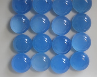 Blue Chalcedony 3mm, 4mm, 5mm, 6mm, 7mm, 8mm, 10mm, 12mm & 14mm Flat Back Cabochon Round Loose Gemstone(s).