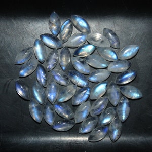 Rainbow Moonstone 8x4mm, 10x5mm, 12x6mm, 14x7mm & 16x8mm Cabochon Marquise Loose Gemstones w/ Multi-Qty Purchase Options