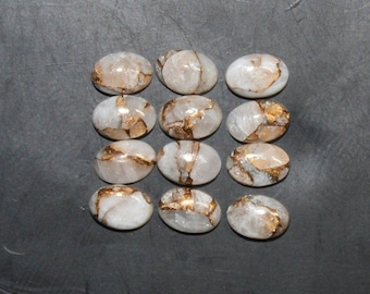 White copper calcite flat back oval cabochon 6x4mm, 7x5mm, 8x6mm, 9x7mm, 10x8mm & 12x10mm loose gemstones. these are not beads
