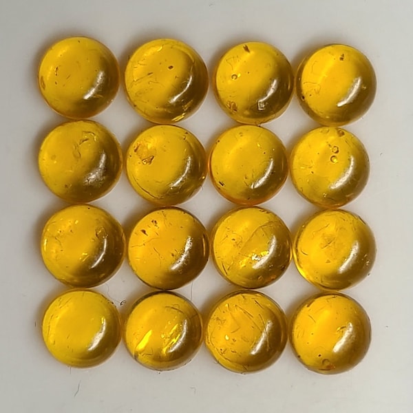 Lab-Created Amber Flat Back Round Cabochon 4mm, 5mm, 6mm, 8mm Loose Synthetic Gemstones