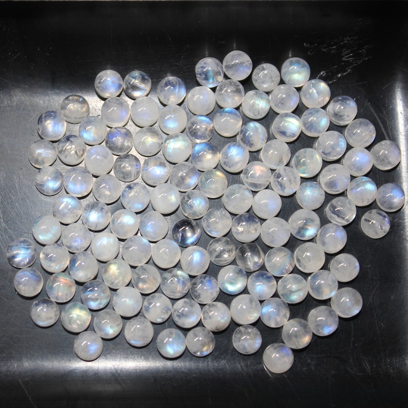 Rainbow Moonstone Flat Back Round Cabochon 2mm, 3mm, 4mm, 5mm, 6mm, 7mm, 8mm Loose Gemstones 4mm