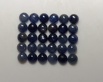 Blue sapphire 3mm, 4mm, 4.5mm, 5mm & 6mm cabochon round loose gemstones w/ multi-qty purchase options