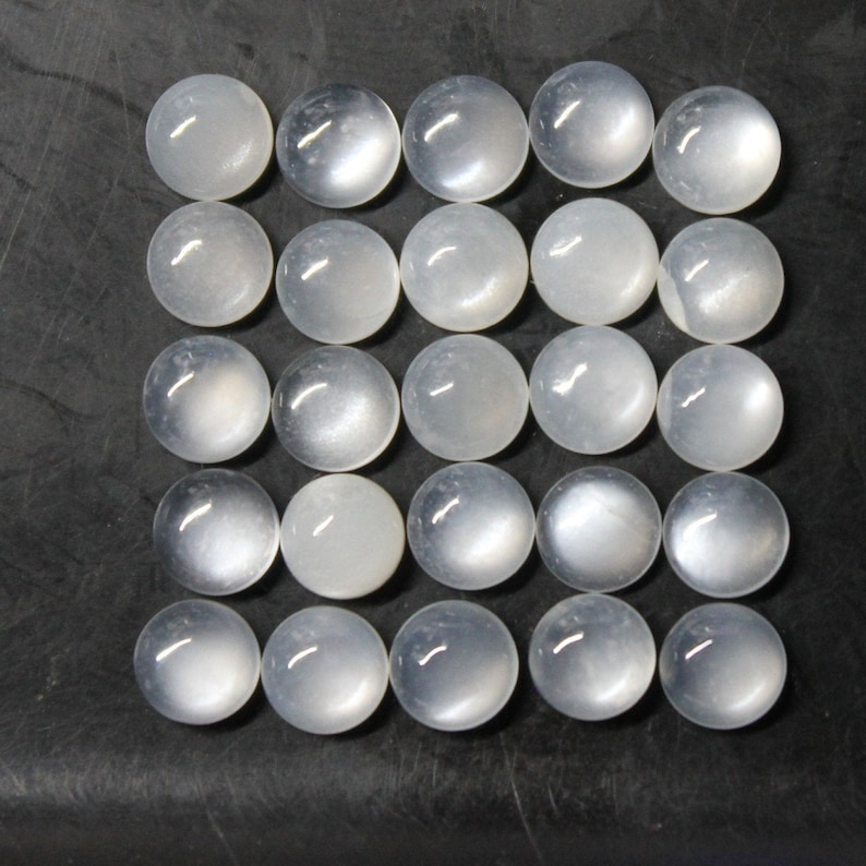 Natural White Moonstone Round (Flat Back) Cabochon 4mm, 5mm, 6mm, 8mm, 10mm Loose Gemstone(s) Bild 7