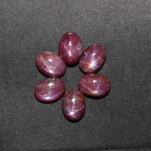 Six Ray Star Ruby (Mysore) 6x4mm, 7x5mm, 8x6mm & 9x7mm Cabochon Oval Loose Gemstones