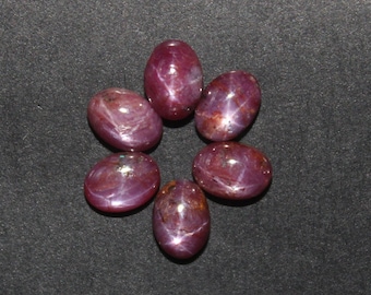 Six Ray Star Ruby (Mysore) 6x4mm, 7x5mm, 8x6mm & 9x7mm Cabochon Oval Loose Gemstones