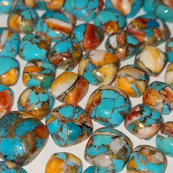 Spiny Oyster Copper (mohave) Turquoise 6x6mm, 8x8mm, 10x10mm