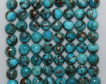 Cabujón redondo de turquesa azul cobre de 3 mm, 4 mm, 5 mm, 6 mm, 8 mm, 10 mm y 12 mm. Piedras preciosas sueltas.