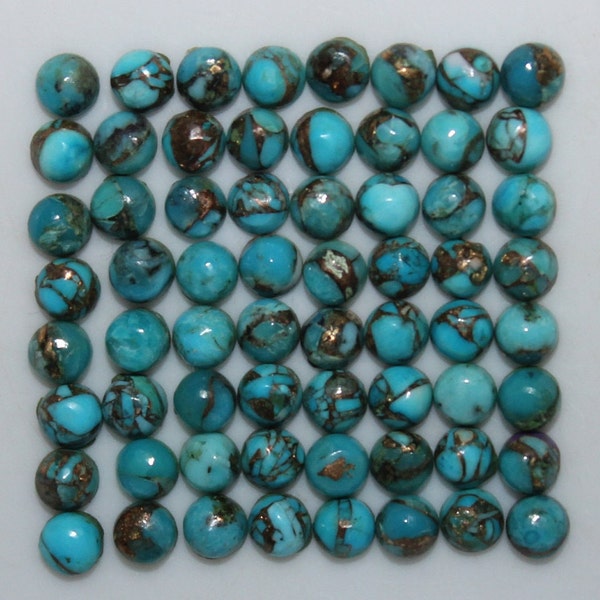 Blue Copper Turquoise Round Cabochon 3mm, 4mm, 5mm, 6mm, 8mm, 10mm & 12mm Loose Gemstones