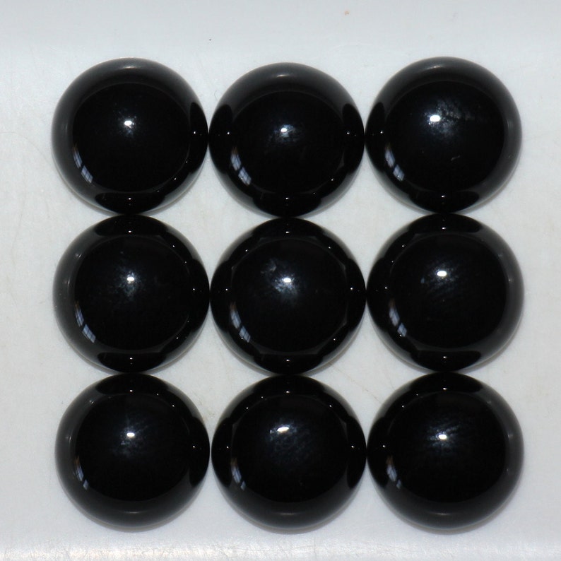 Black Onyx 3mm, 4mm, 5mm, 6mm, 7mm, 8mm, 10mm, 12mm & 14mm Round Cabochon Loose Gemstones 12mm