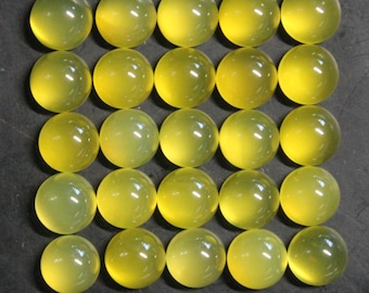 Yellow Chalcedony 3mm, 4mm, 5mm, 6mm, 8mm, 10mm, 12mm Flat Back Round Cabochon Loose Gemstones