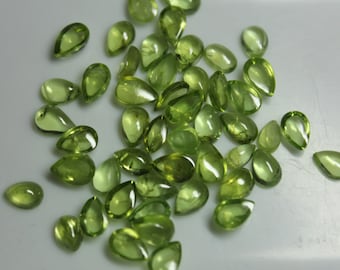 Peridot 6x4mm & 7x5mm Flat Back Cabochon Pear Loose Gemstones