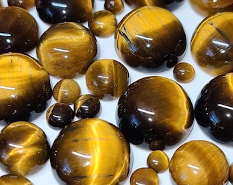Tiger Eye Flat Back Round Cabochon 4mm, 5mm, 6mm, 8mm, 10mm, 12mm & 14mm Loose Gemstone(s)