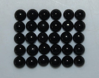 Black onyx 3mm, 4mm, 5mm, 6mm, 7mm, 8mm, 10mm, 12mm & 14mm flat back round cabochon loose gemstones
