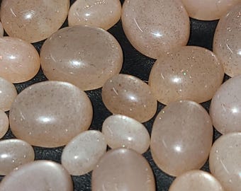Peach Moonstone 6x4mm, 7x5mm, 8x6mm, 9x7mm, 10x8mm Flat Back Oval Cabochon Loose Gemstone(s)