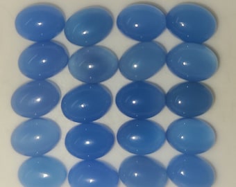 Blue Chalcedony 6x4mm, 7x5mm, 8x6mm 9x7mm, 10x8mm, 12x10mm, 14x10mm Flat Back Oval Cabochon Loose Gemstones