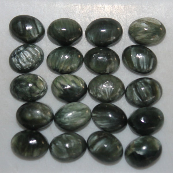 Seraphinite (aka Serafina or Green Chlorite) 7x5mm, 8x6mm, 12x10mm, 14x10mm Cabochon Oval Loose Gemstones