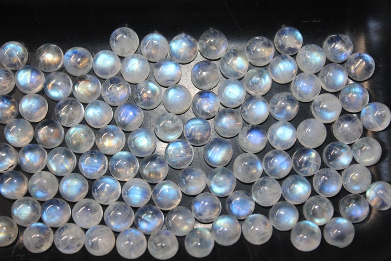 Rainbow Moonstone Flat Back Round Cabochon 2mm, 3mm, 4mm, 5mm, 6mm, 7mm, 8mm Loose Gemstones image 4