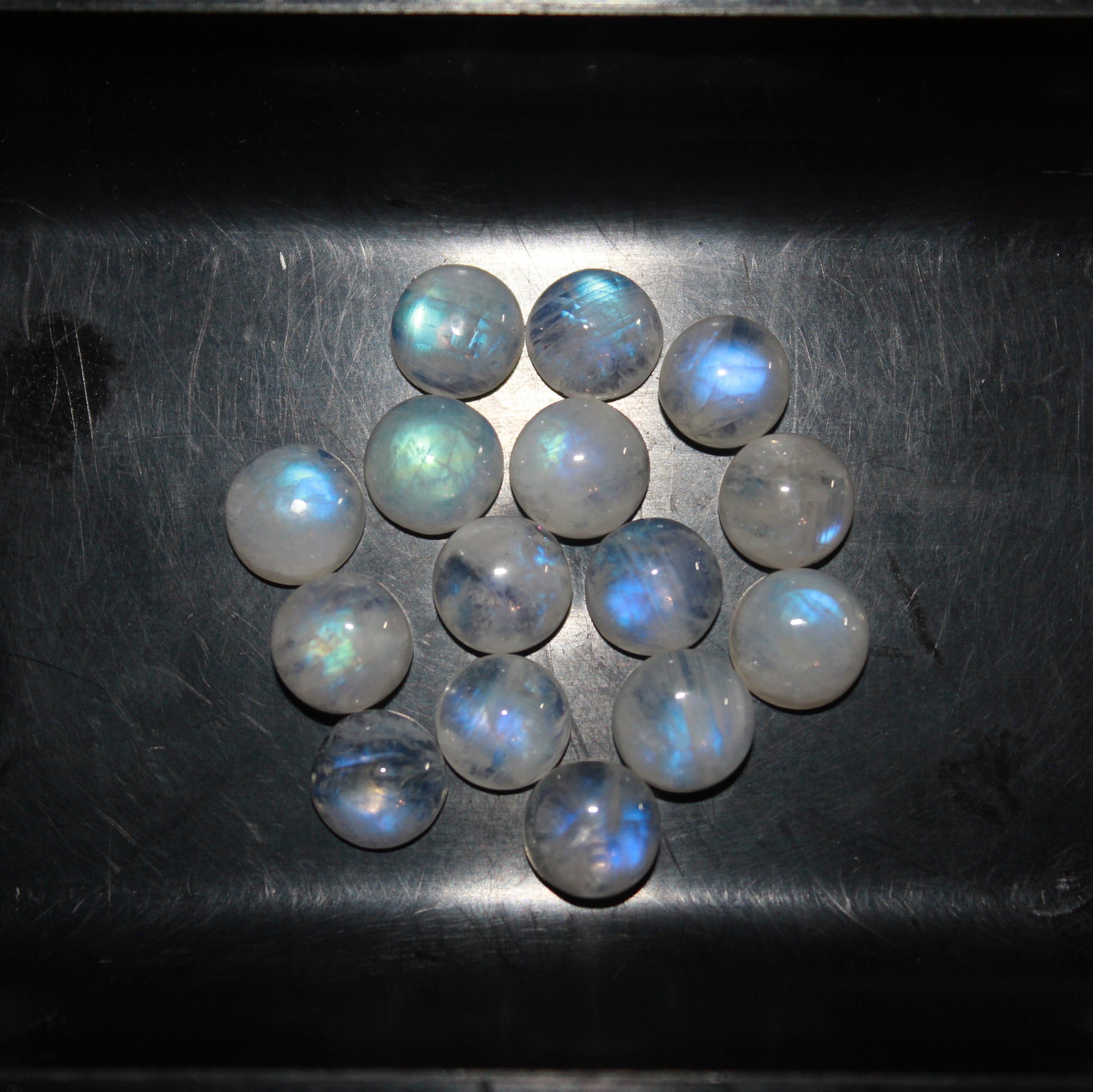 Rainbow Moonstone 9mm to 14mm Round Cabochon Loose Gemstones
