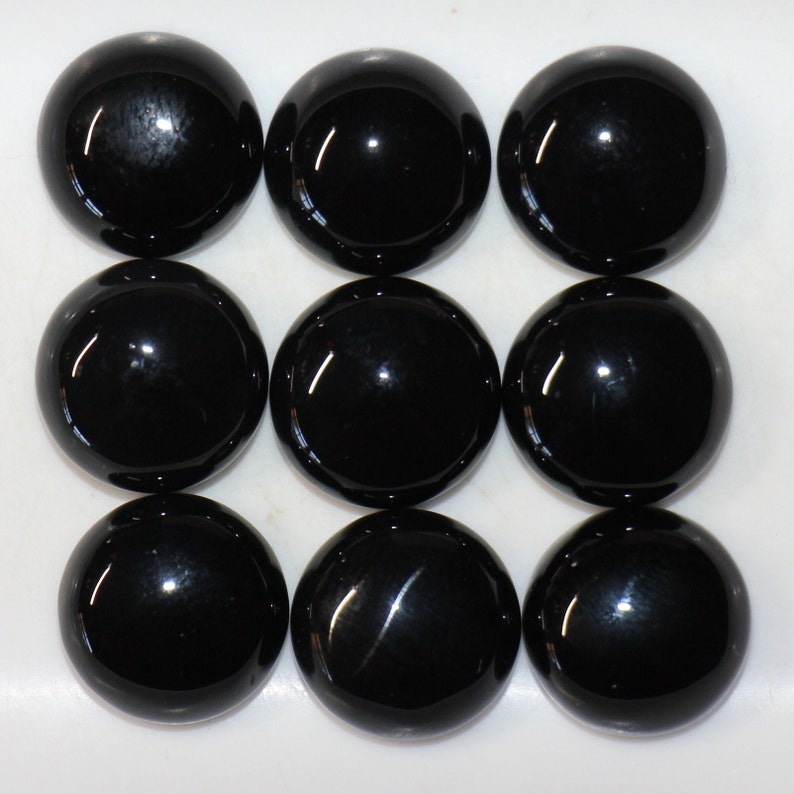 Black Onyx 3mm, 4mm, 5mm, 6mm, 7mm, 8mm, 10mm, 12mm & 14mm Round Cabochon Loose Gemstones 14mm