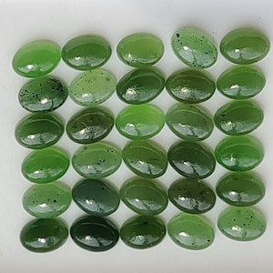 Jade (Nephrite) 6x4mm, 7x5mm, 8x6mm, 9x7mm, 10x8mm, 12x10mm, 14x10mm & 16x12mm Flat Back Oval Cabochon Loose Gemstones