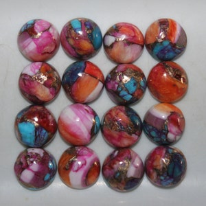 Pink Dahlia aka Pink Spiny Oyster Copper Turquoise 4mm, 5mm, 6mm, 8mm, 10mm & 12mm Round Cabochon Loose Gemstones