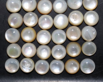 Mother of Pearl 5mm, 6mm, 6.25mm, 8mm, 10mm, 12mm, 14mm Flat Back Round Cabochon Loose Gemstones