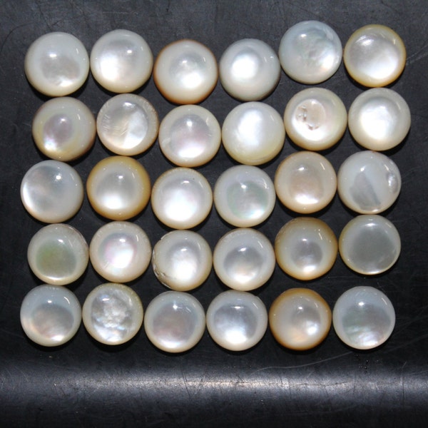 Mother of Pearl 5mm, 6mm, 6.25mm, 8mm, 10mm, 12mm, 14mm Flat Back Round Cabochon Loose Gemstones