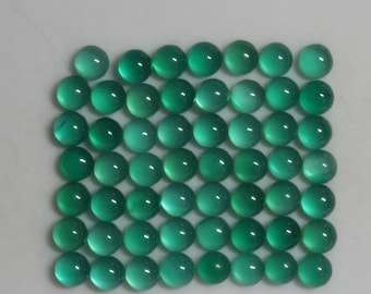 Green Onyx 3mm, 4mm, 5mm, 6mm, 8mm, 10mm, 12mm & 14mm Round Flat Back Cabochon Loose Gemstones