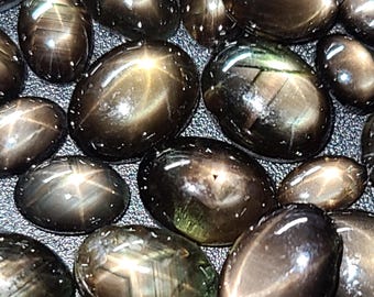 Black star sapphire 5x3mm, 6x4mm, 7x5mm, 8x6mm, 9x7mm flat back oval cabochon loose gemstones