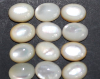 Mother of Pearl 8x6mm, 9x7mm, 10x8mm, 12x10mm, 14x10mm Flat Back Oval Cabochon Loose Gemstones