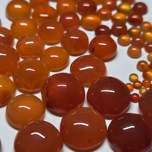Carnelian 3mm, 4mm, 5mm, 6mm, 8mm, 10mm, 12mm, 14mm flat back round cabochon loose gemstone(s)