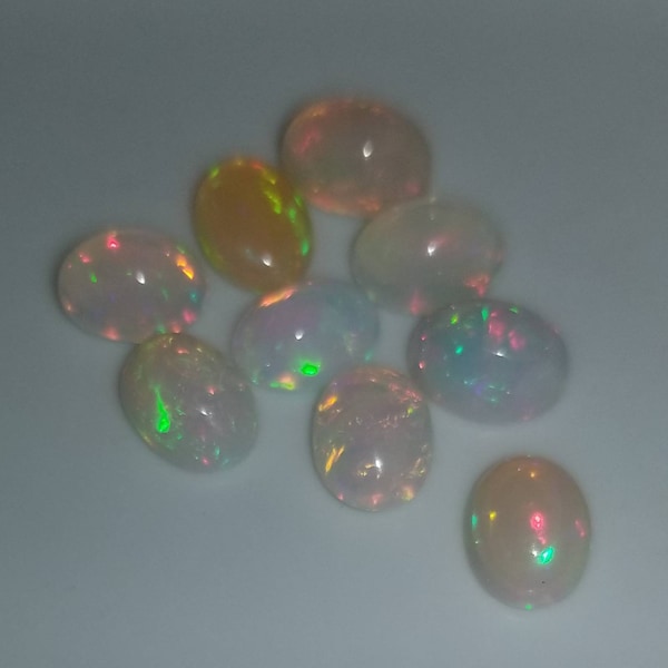 Ethiopian Fire Opal 6x4mm, 7x5mm, 8x6mm, 9x7mm Flat Back Oval Cabochon Loose Gemstone(s)