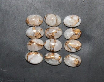 White copper calcite flat back oval cabochon 6x4mm, 7x5mm, 8x6mm, 9x7mm, 10x8mm & 12x10mm loose gemstones. these are not beads