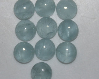 Milky Aquamarine 4mm, 5mm & 6mm Round Cabochon Loose Gemstones