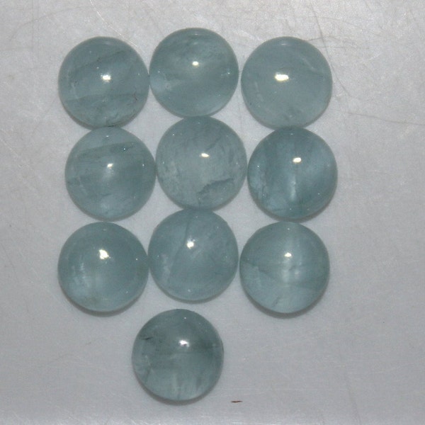 Milky Aquamarine 4mm, 5mm & 6mm Round Cabochon Loose Gemstones