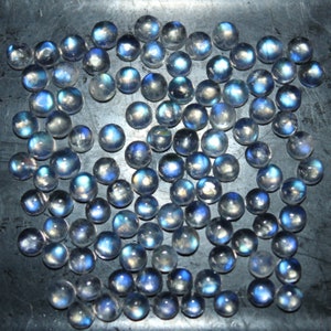 Rainbow Moonstone Flat Back Round Cabochon 2mm, 3mm, 4mm, 5mm, 6mm, 7mm, 8mm Loose Gemstones 3mm