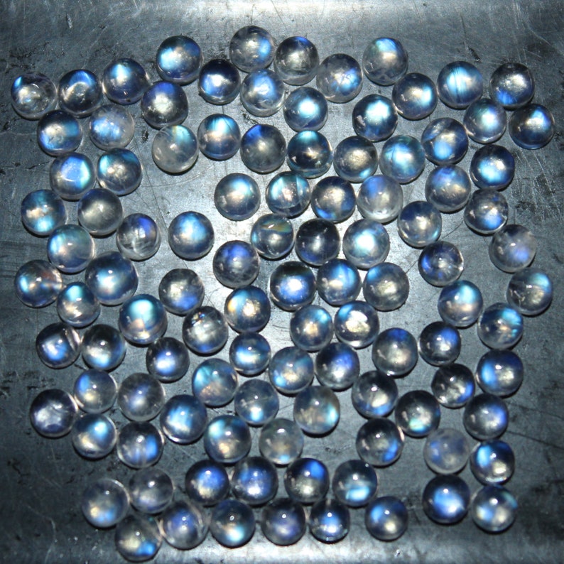 Rainbow Moonstone Flat Back Round Cabochon 2mm, 3mm, 4mm, 5mm, 6mm, 7mm, 8mm Loose Gemstones image 1