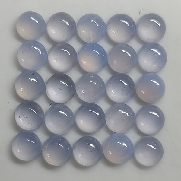 Violet Blue Chalcedony 4mm, 5mm & 6mm Flat Back Round Cabochon Loose Gemstones
