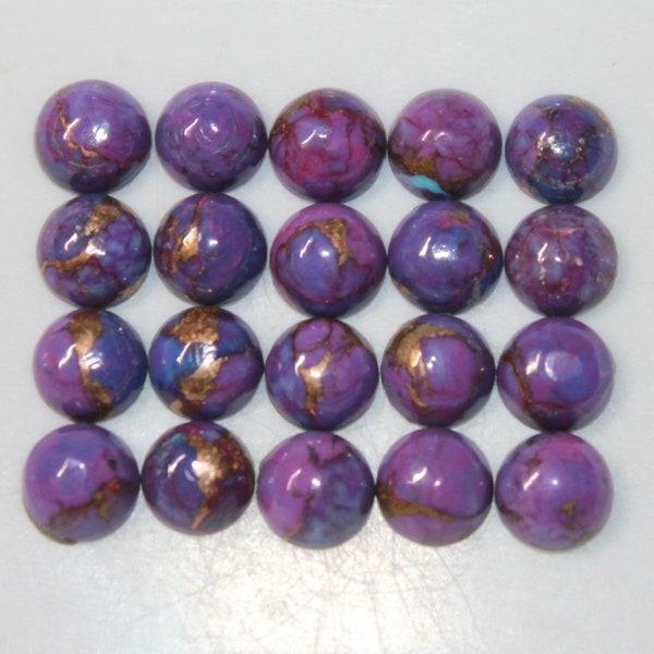 Purple Copper Turquoise 4mm, 5mm, 6mm, 8mm, 9mm, 10mm & 12mm Round Cabochon Loose Gemstones