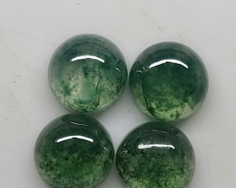 Moss Agate 3mm, 4mm, 6mm Flat Back Round Cabochon Loose Gemstones